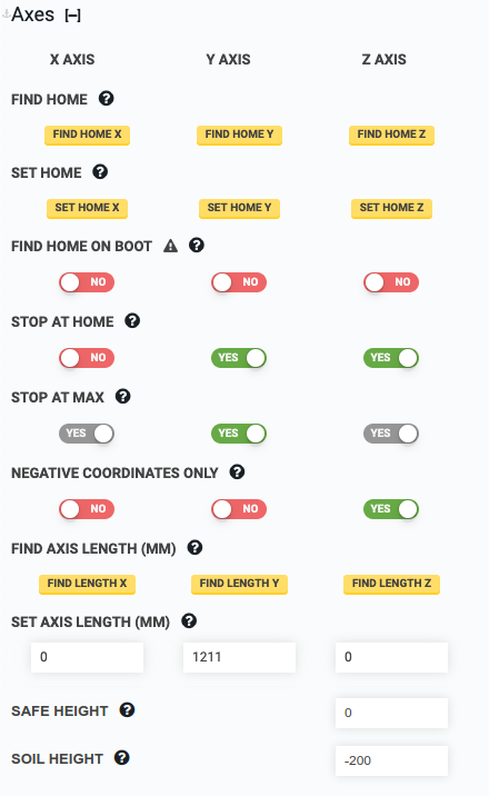 axis settings