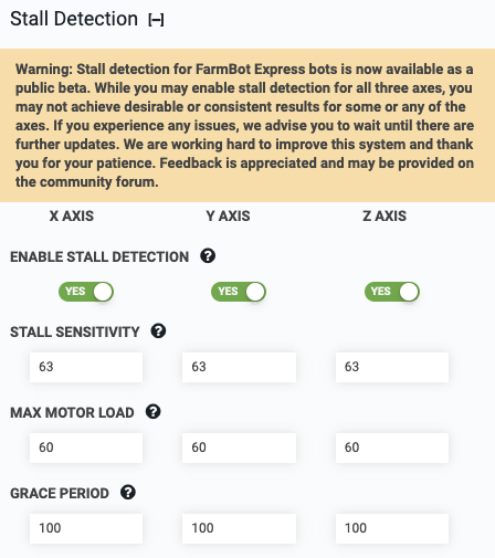 stall detection settings