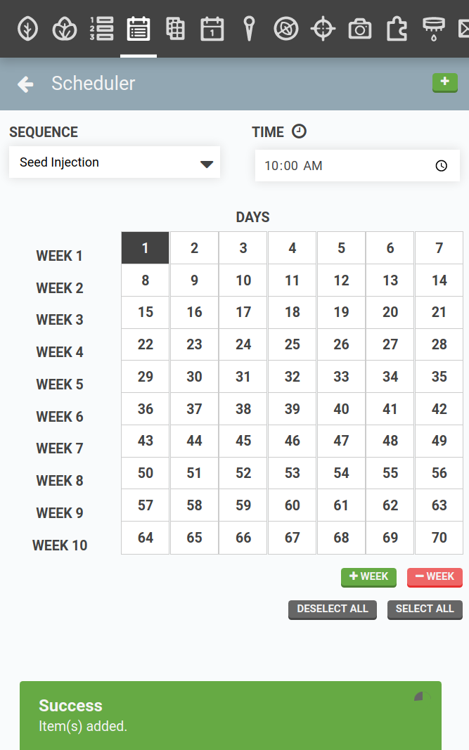 regimen scheduler with seed injection added