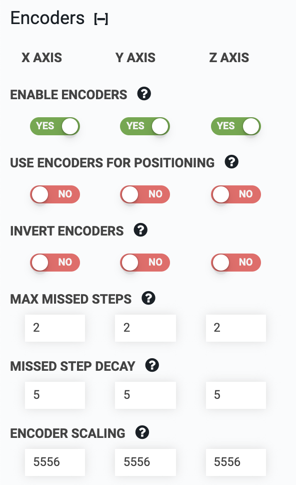 encoder settings