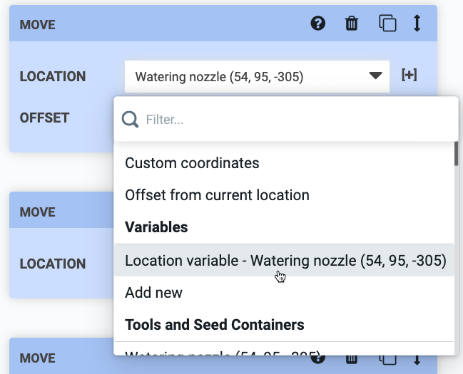 choose the location variable