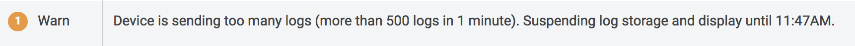 device sending too many logs warning log message