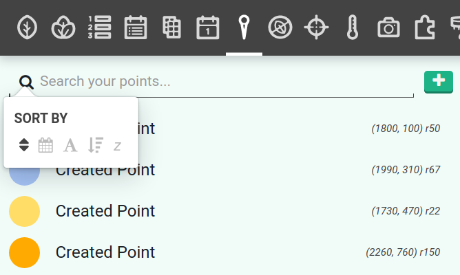 point sort menu