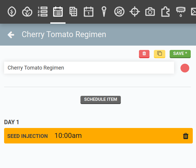 regimen with seed injection item