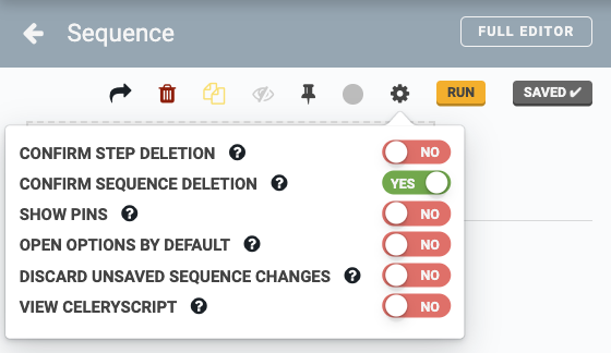 sequence editor options