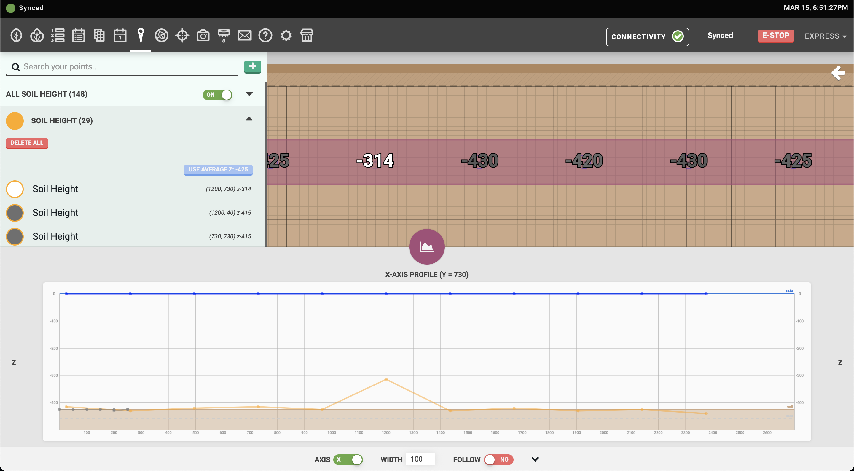 soil height outlier in profile viewer