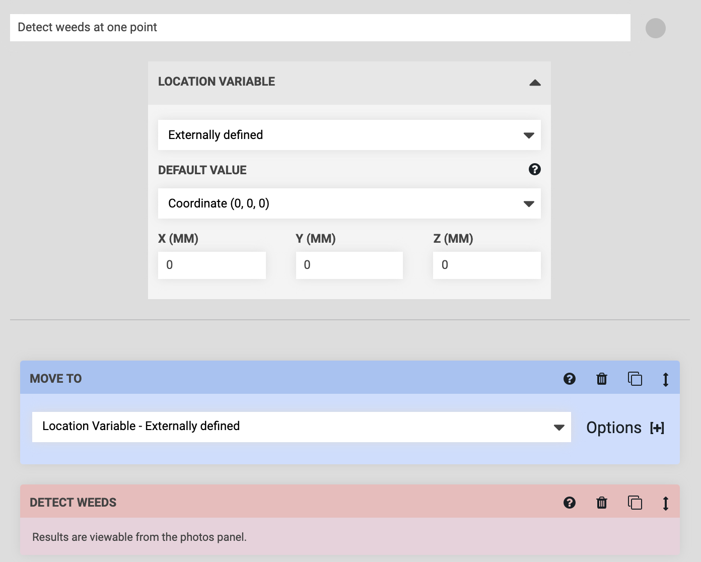 detect weeds at point sequence